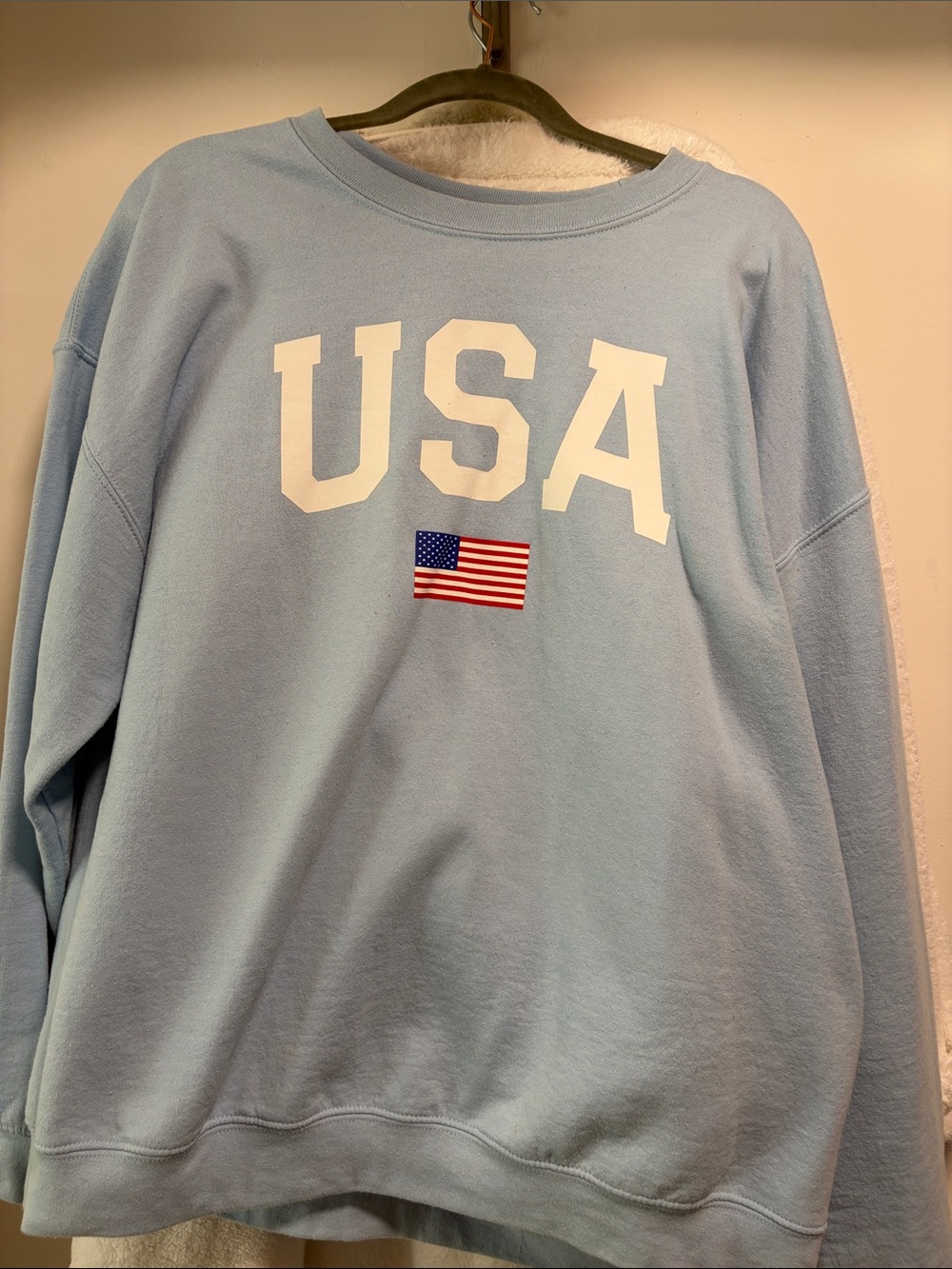 Light Blue USA Graphic Pullover Sweater